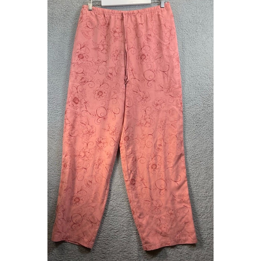 Tommy Bahama Silk Pants Medium Womens Wide Leg Pants Floral Print Coral New
